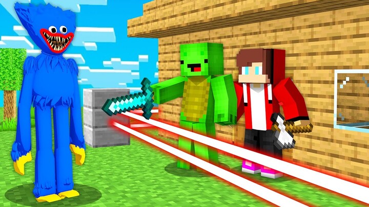 Scary Huggy Wuggy vs Security House in Minecraft - Maizen JJ and Mikey