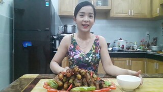 Bao tử cá cuộn đậu bắp chiên giòn