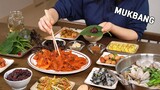 먹방 :) 제육볶음, 비엔나메추리알장조림, 조개탕, 청포묵무침, 파절이, 계란말이korean Home-cooked meal mukbang.