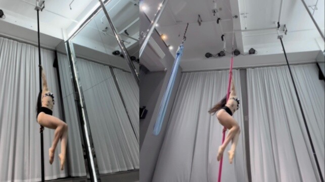 20230920Comparison of the same set of movements on the pole and on the flying pole