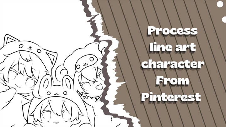 speed draw process line art character from pinterest
