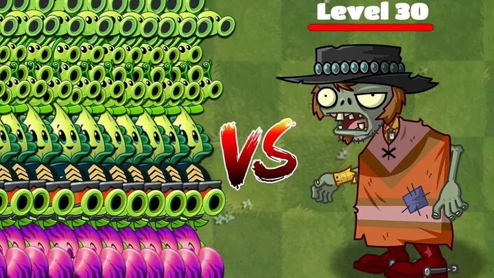 พืช 50 ชนิด ระดับ 1 ใช้ทักษะขั้นสูง VS Poncho Zombies (ระดับ 30) - การเล่นเกม PvZ 2