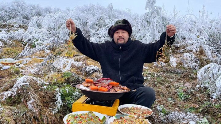 หิมะบนภูเขาสูง งานเลี้ยงอาหารทะเล!