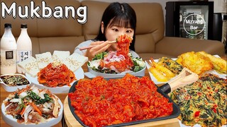 🍱시장먹거리+막걸리안주 먹방🍶 회무침,고추장불고기,모듬튀김,두부김치,파전 먹방 혼술 KOREAN HOME MEAL MUKBANG ASMR EATINGSHOW REALSOUND 요리