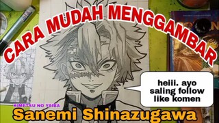 CARA mudah menggambar anime sanemi shinazugawa