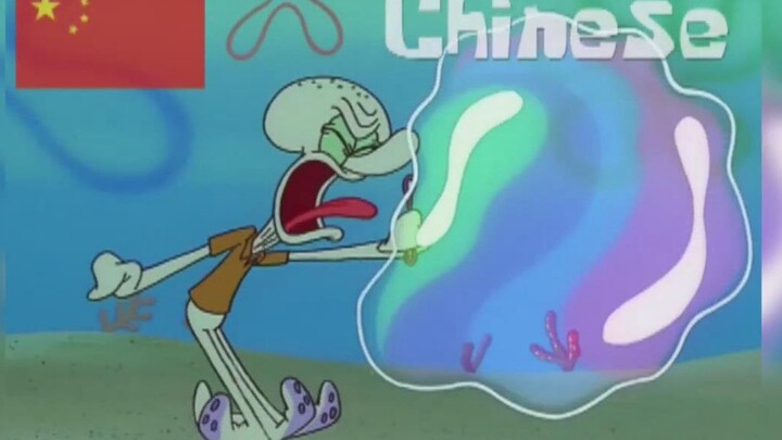 [SpongeBob SquarePants] Squidward blows bubbles in 24 languages
