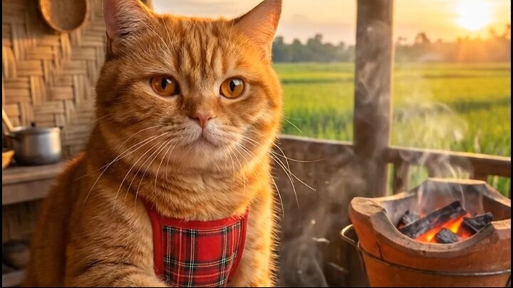 Orange & Grey Cat Chefs Cook Gaeng Hang Lay! Melt-in-Your-Mouth Pork Belly Curry 🍛🐷🐱