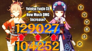 How Much DMG Increase Does Yunjin C6 Give? - Yoimiya Yunjin Vaporize & Mono Pyro Team Test