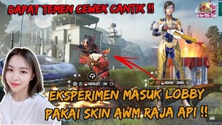 EKSPERIMEN MASUK ROOM PAKAI SKIN AWM RAJA API ADA CEWEK CANTIK LANGSUNG UNJUK SKILL !! - PUBG MOBILE