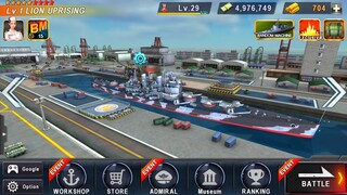 Warship Battle: LION UPRISING Battleship in Boss Attack gameplay.
