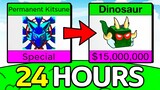 TRADING PERMANENT KITSUNE FOR 24 HOURS ON BLOX FRUITS (INSANE TRADES)