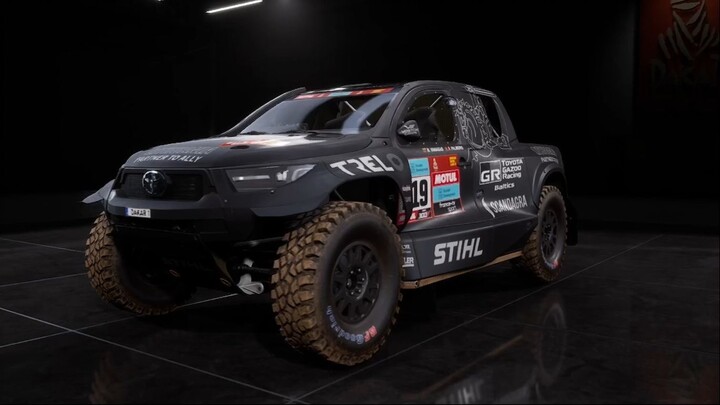 Car Toyota GR DKR Hilux in Dakar Desert Rally. Toyota Gazoo racing baltics