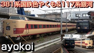 381系国鉄色 特急やくも8号 & 117系 WEST EXPRESS 銀河 米子駅並び