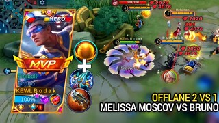 OFFLANE 2vs1 (Melissa Moscov VS Bruno) | BRUNO BEST BUILD AND EMBLEM MLBB