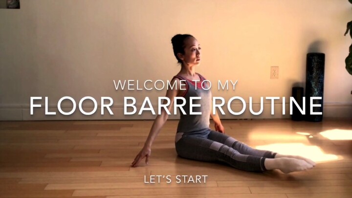 تدريب اللياقة البدنية على بار الباليه على الأرضية