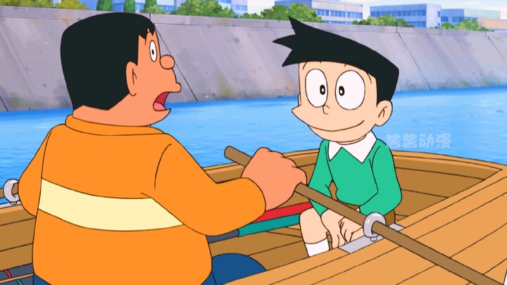 Dora Kecil menggunakan kapsul tetesan air agar Nobita merasakan kehidupan air