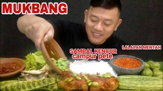 MAKAN LALAPAN MENTAH SAMBAL KENCUR IKAN ASIN AYAM SAMBAL PETE PARE MENTAH #makanansunda #mukbang