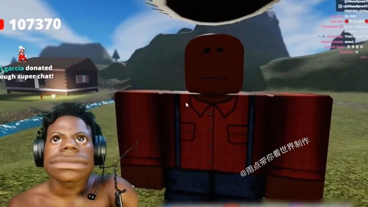 Brother Hyperthyroid gets completely flipped out by the scarecrow made by a sneaky player in Roblox.