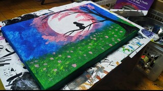 Cara melukis suasana malam dengan cat acrylic