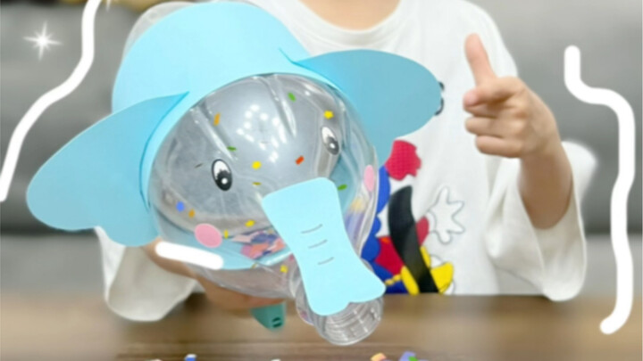 Homemade elephant vacuum cleaner, it is very convenient for my son to clean his desk after finishing