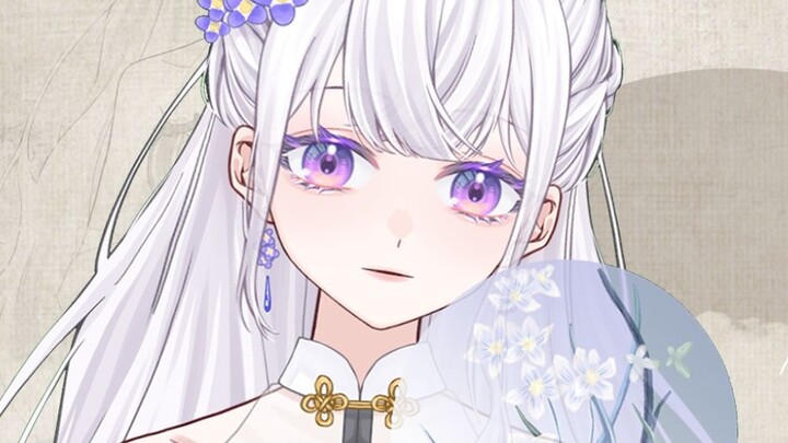 [แสดงโมเดล 2D สด] แก่นแท้ของดอกไม้สไตล์โบราณผมสีขาวที่มีรูปร่างหลากหลายมาร้องเพลงในโลก