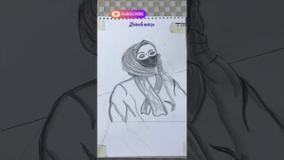 mask girl pencil sketch | mask girl sketch drawing | step by step drawing for beginners