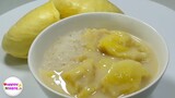 ขนมไทย ข้าวเหนียวทุเรียน ข้าวเหนียวน้ำกะทิทุเรียน วิธีทำแบบง่ายๆ Durian sticky rice | happytaste