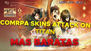 CONSIGUE SKINS ATTACK ON TITAN MAS BARATAS CON ESTE METODO 😱 | MOBILE LEGENDS ESPAÑOL