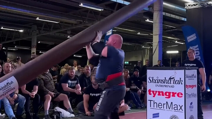 A grueling strongman challenge that leaves participants exhausted to the point of spitting blood—win