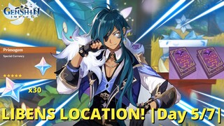 LIBENS LOCATION DAY 5! SUPER EASY XP BOOKS AND 30 PRIMOGEMS! (Genshin Impact)