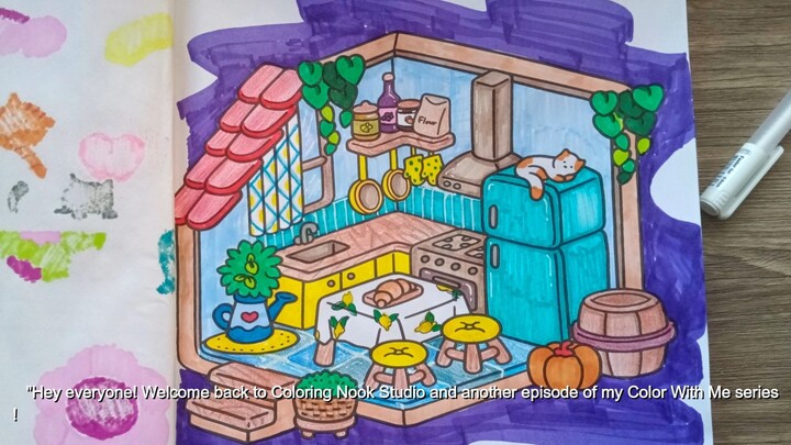 Color with me - Ep. 4 - Cute Kitchen Corner - Little Corner Coloring Book