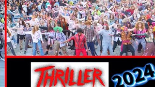 การแสดงเต้นรำกลุ่ม Michael Jackson Thriller ปี 2024 ที่ Monument Square ในเมืองพอร์ตแลนด์ รัฐเมน สหร