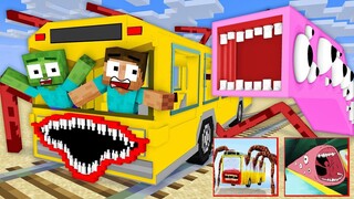 Monster School : TRAIN EATER VS BUS TRAIN SCHOOL | BOSS CHOO HORROR CHALLENGE - Minecraft Animation
