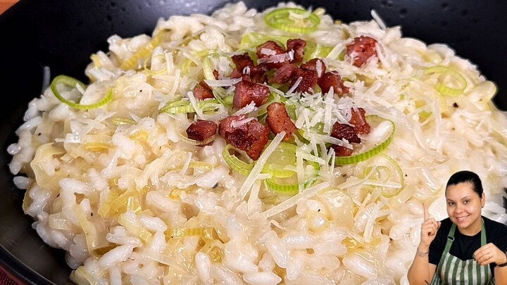 Como fazer RISOTO de alho-poró com bacon | Cremoso e fácil