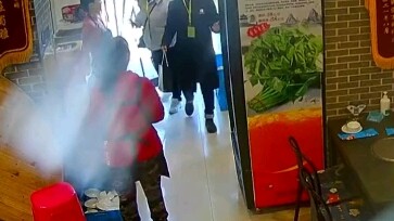 A group of more than ten people entered the store to eat and drink for free but were turned away. Th