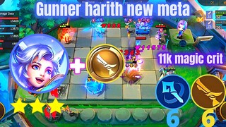GUNNER HARITH NEW META | MAGIC CRIT DAMAGE WITH UNLIMITED SHIELD | MLBB MAGIC CHESS BEST SYNERGY