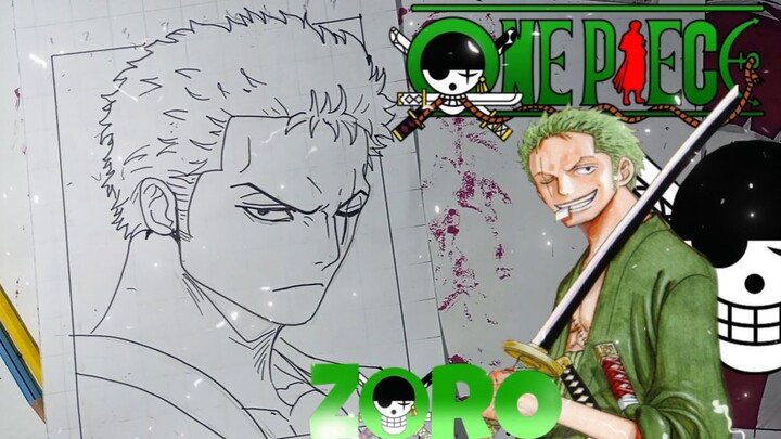 menggambar Zorro dari anime one Piece