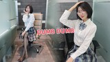 [360°VR panorama] JK sweetheart school girl flipping "DUMB DUMB" heart pleated skirt