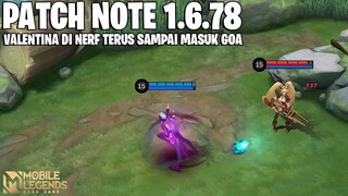 NANA BUFF, THAMUZ BUFF, PHARSA BUFF. KARINA NERF, VALENTINA NERF - PATCH NOTE 1.6.78 MOBILE LEGENDS