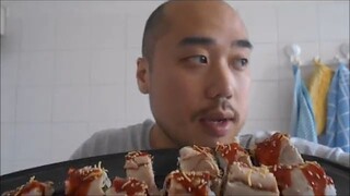 Asmr  Eating Sounds / Mukbang - Grilled Fricandeau Sushi Roll
