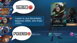 100% WINRATE PRANK ON BENEDETTA MOBILE LEGENDS LAPTRIP TO PROMISE