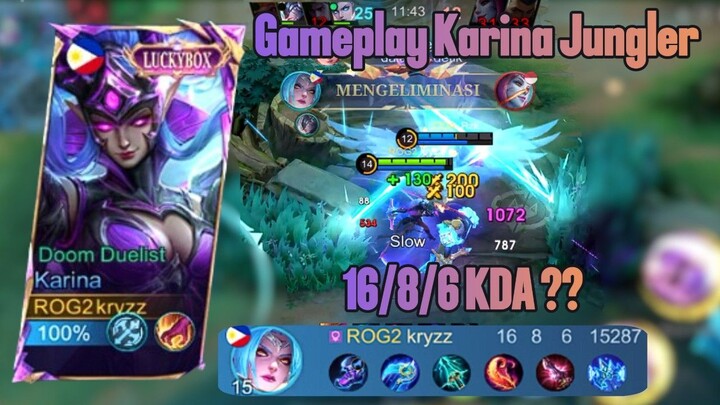 Gameplay Karina Jungler, WOW 16/8/6 KDA | Karina Back To Meta?? Karina To Strong