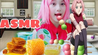 [IND]Dango,HoneyComb ,Yogurt #ASMR w/ Sakura Haruno Cosplay (Naruto) (eating sound)