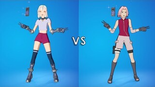 Sakura Haruno Skin vs Lexa Skin showcase with Emotes 100% Sync | Fortnite Naruto