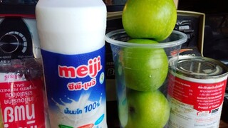 นมสด|แอปเปิ้ลเขียว|ปั่น|แก้ว25