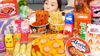 [Mukbang ASMR] 편의점 먹방 🍳 불닭볶음면 카구리 직접만든 피자 🍕 떡볶이 꿀젤리 틱톡젤리 디저트 Korean Convenience Store Food  Ssoyoung