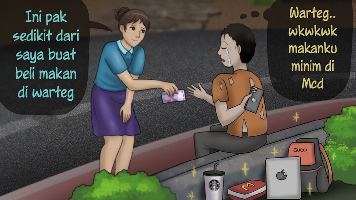 Pengemis Kaya - Modal akting miskin jadi tajir melintir #ANIMASIDRAMA  Kartun Animasi