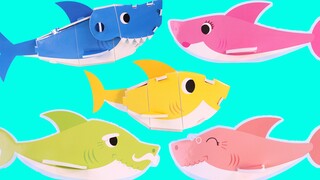 鲨鱼宝宝立体折纸玩具 可爱的鲨鱼家族摆件