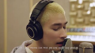 His deep voice