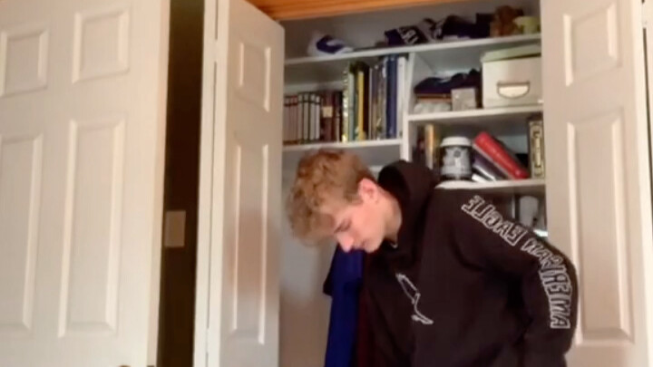 The guy using resistance bands for fitness for the first time